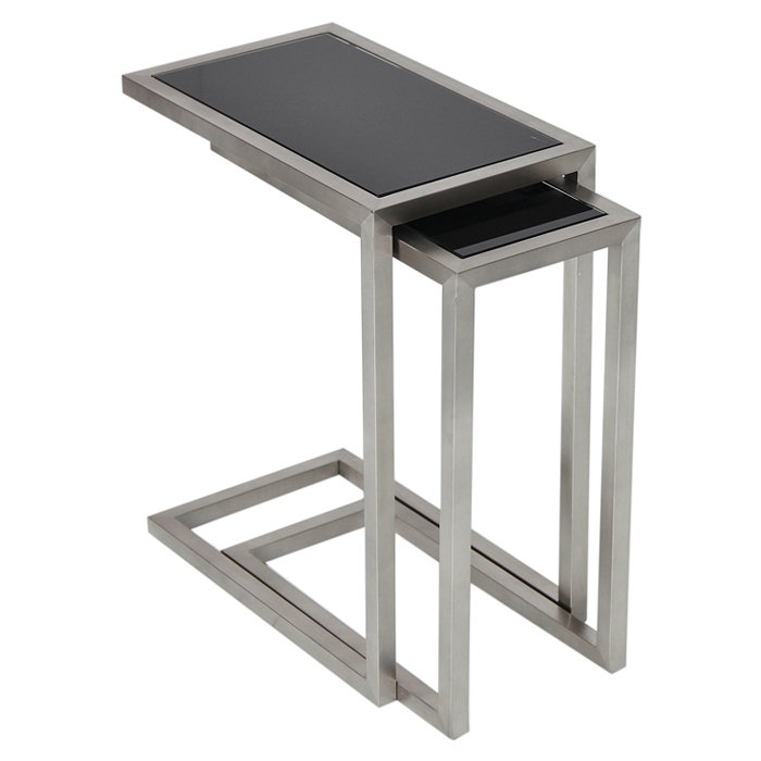 Table de bout Alfa, Verre noir, Grand