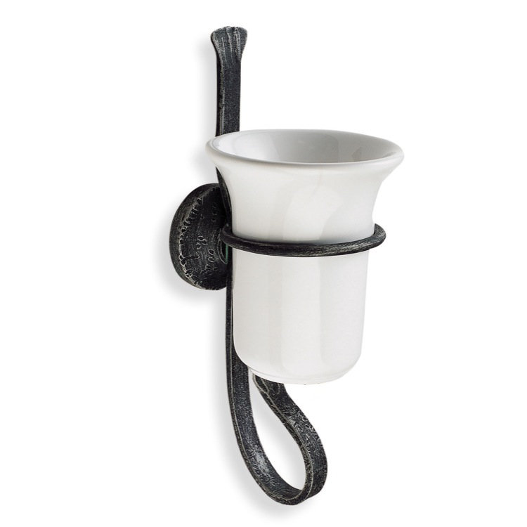 Porte-brosse à dents mural en céramique Flora Classic, Blanc ancien