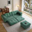 Canapé modulaire en forme de L avec repose-pieds - Canapé-lit en velours côtelé à assise profonde, conception en mousse tout nuage (sans assemblage), housses amovibles lavables-1002734733