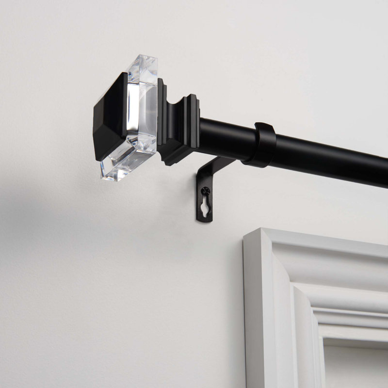 Tringle à rideaux simple réglable 66 "à 120" 1 "Illinois, l 66 à 120 po, Noir mat
