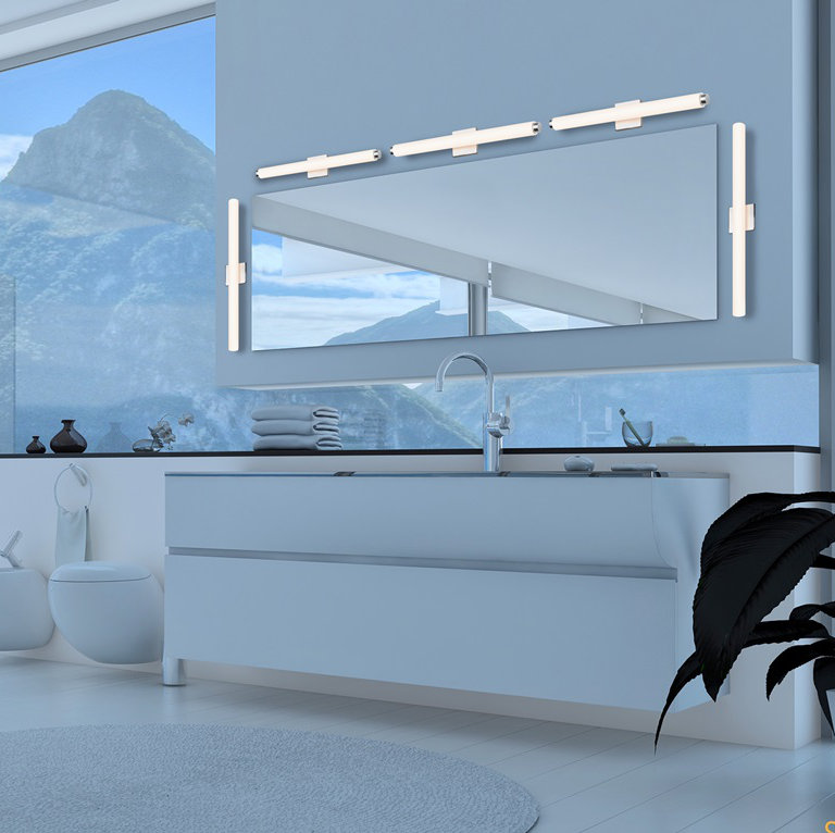 Tubo Slim Dimmable LED Bath Bar, Polished Chrome, Drum