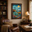 «Teal and Orange Stylized Trees and Hills», art mural sur toile-1149711582