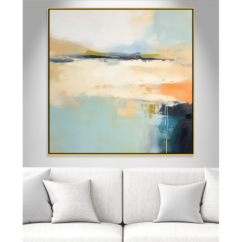 «Seashore Abstraction I Print» par Irena Orlov, L 46,5 po x H 46,5 po, Toile avec cadre, Flotteur doré