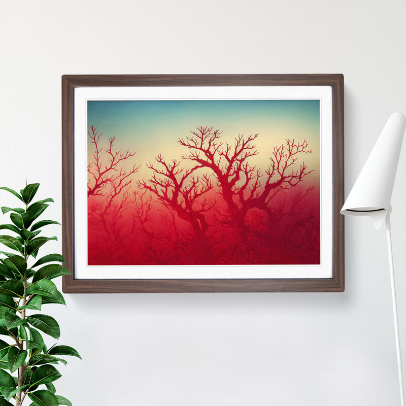 XH1022-2347X Coral Reef Art - Single Picture Frame Print, 46cm H x 64cm W x 2cm D, Walnut