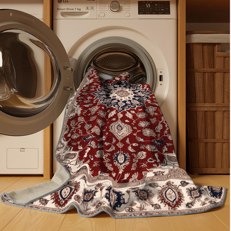 Tapis persan gris lavable à la machine, Carré 4 pi