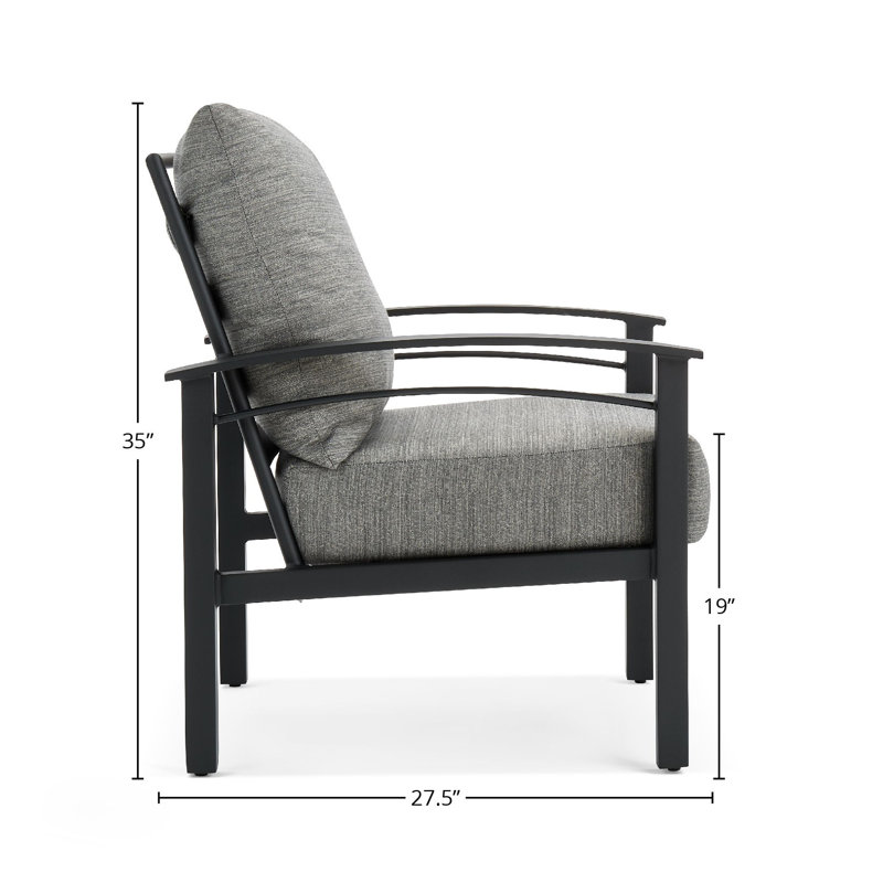 Stanford Cushion Lounge Chair, Textured Pewter, Dark Gray