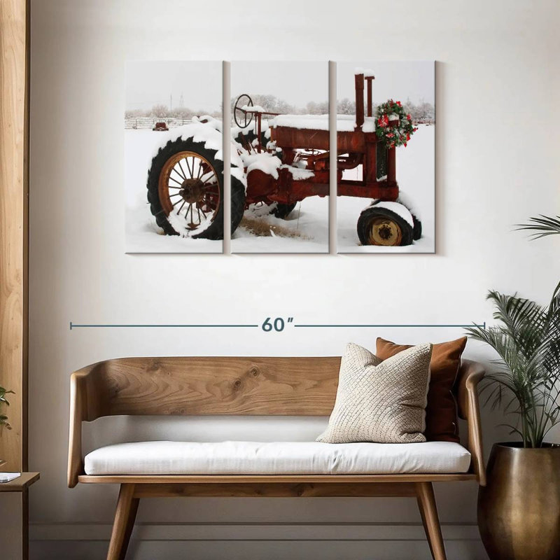 Tracteur de Noël, H 28 po x l 45 po