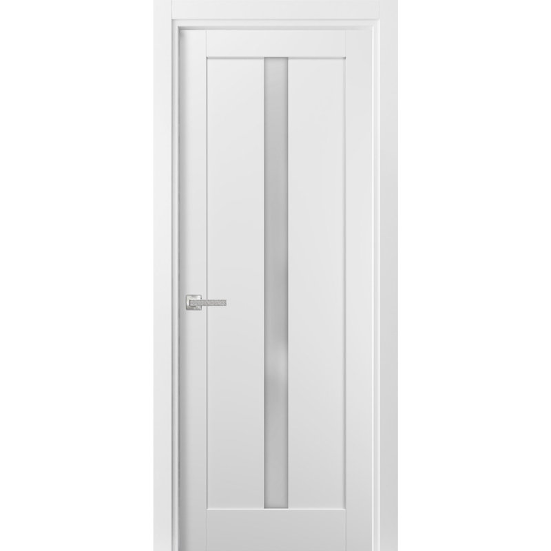 Porte blanche standard en verre givré Quadro avec trousse de quincaillerie d'installation, 42" x 84"