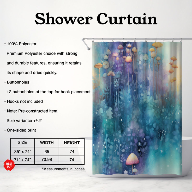 Rideau de douche Woodland Harmony - Premium, H 74 po x l 71 po
