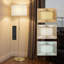 HOMCOM 40cm Floor Lamp with Remote, Height Adjustable, Linen Shade, Gold