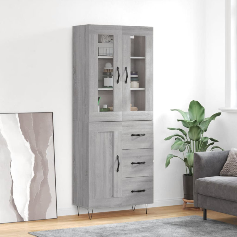 Rohando 3 Door Manufactured Wood Wardrobe, Grey Sonoma