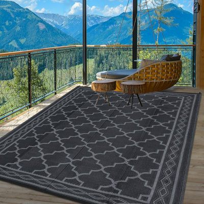 Outdoor Rug Waterproof Outdoor Rug Patio Reversible Plastic Straw Rug, Vintage Camping Rug, Large Outdoor Carpet for Porch, Deck, Backyard, Balcony