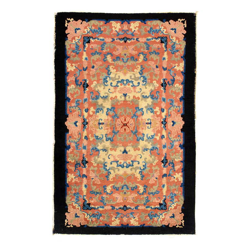Art déco antique chinois noué à la main 3 pi x 5 pi