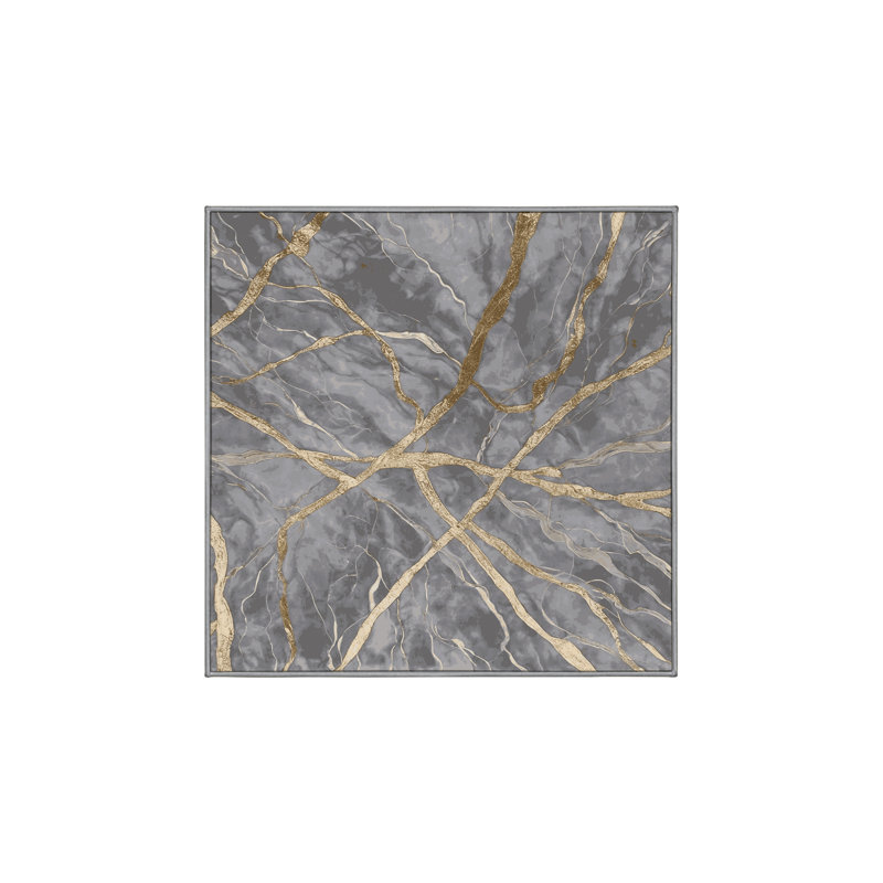 Tapis gris lavable à la machine, Carré 5 pi