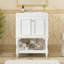 Meuble-lavabo moderne avec lavabo en cÃ©ramique, Ã©tagÃ¨re ouverte et rangement fermÃ©-4232997
