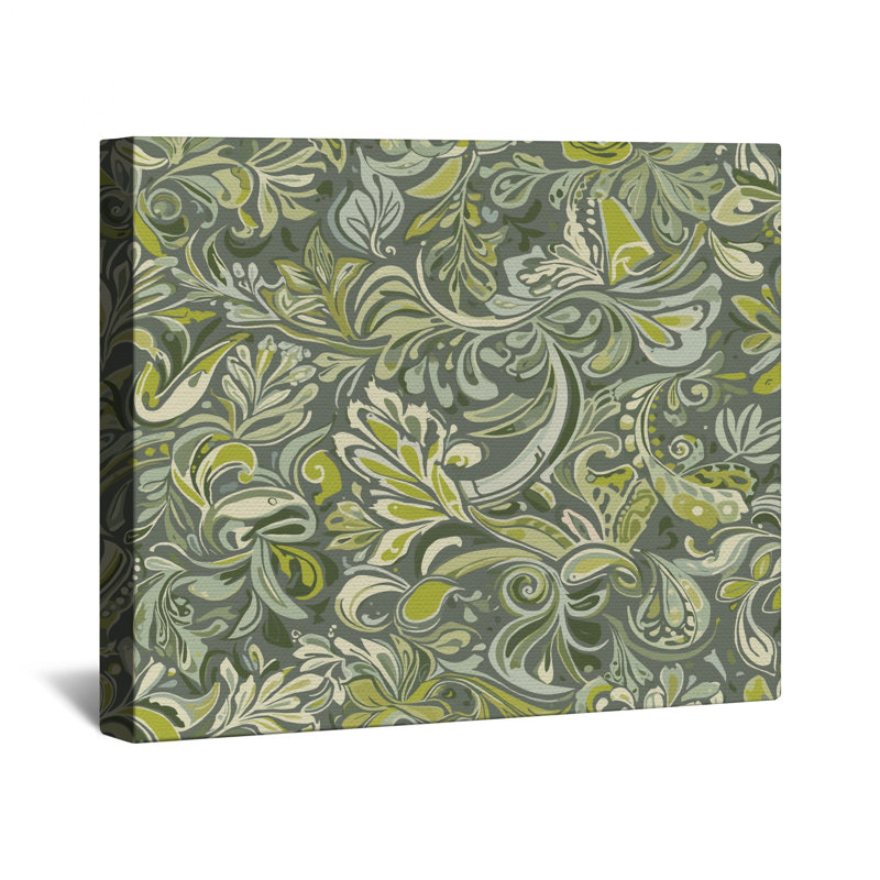 Green Floral Pattern Canvas Gallery Wrap in Many Sizes, 16 x 20 inches