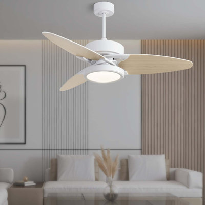 Ventilateur de plafond intelligent à DEL blanc avec télécommande 52 po Light Pro