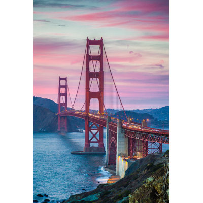 Argaki Golden Gate Bridge at Sunset San Francisco Wood Framed Photographic Print