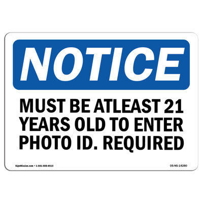 Adhésif décoratif "Must be at less" at 21 Years to Entrée 14 "x 10"