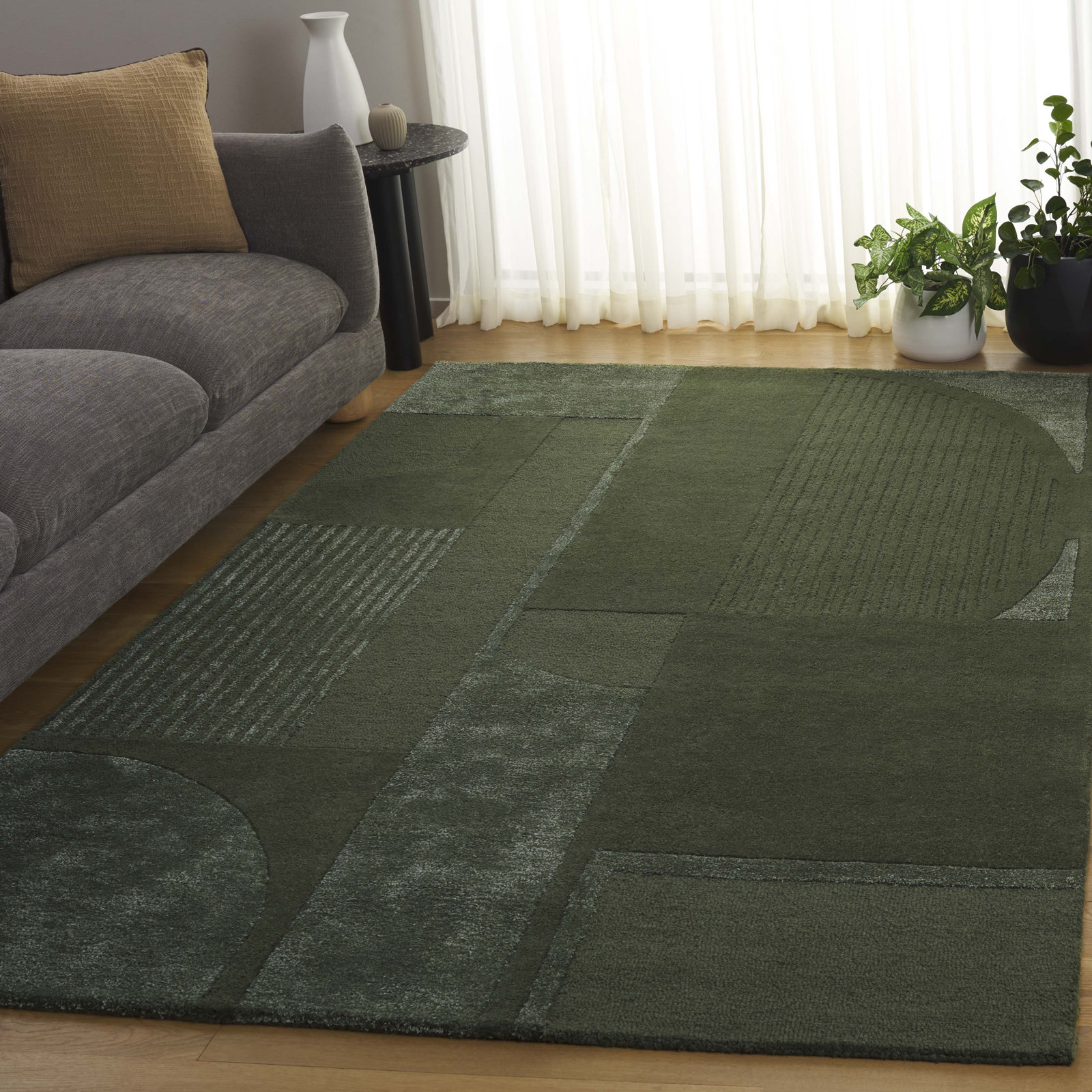 Mesmer Hand-Tufted Geometric Wool Rug, Rectangle 6' x 9'