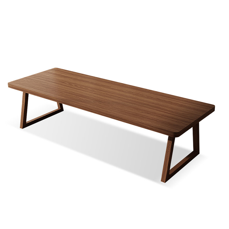 Nut-brown Rectangular Solid Wood desk, 29.53" H x 94.49" W x 39.37" D