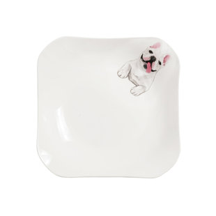 Assiette carrée en porcelaine - Frenchie