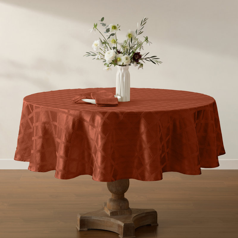 Lenox Laurel Leaf Damask Tablecloth, 70" Round, Rust