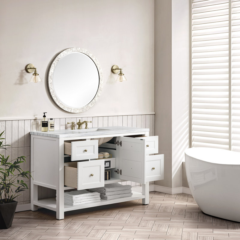 Breckenridge 48'' W Single Vanity, Carrara White, 8" Widespread, Bright White