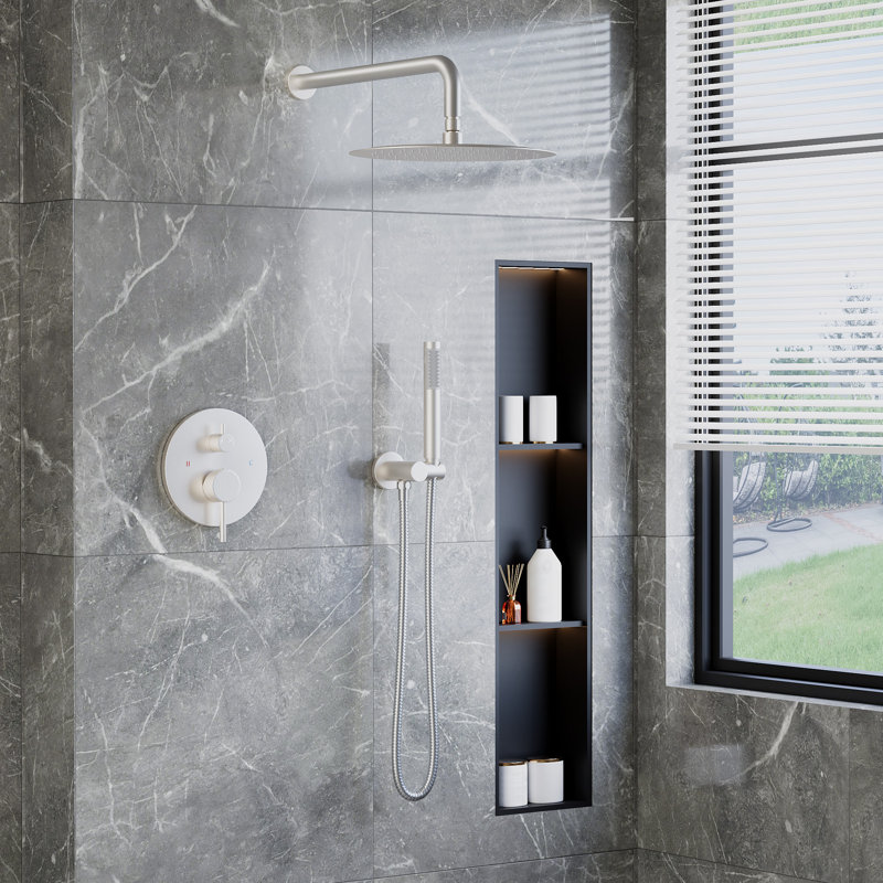 GarveeHome Luxury Rain Shower System for Bathroom – Wall Mounted, Mixer Faucet Set, Handheld Spray, 12"/10" Round or Square Head, Modern Renovation