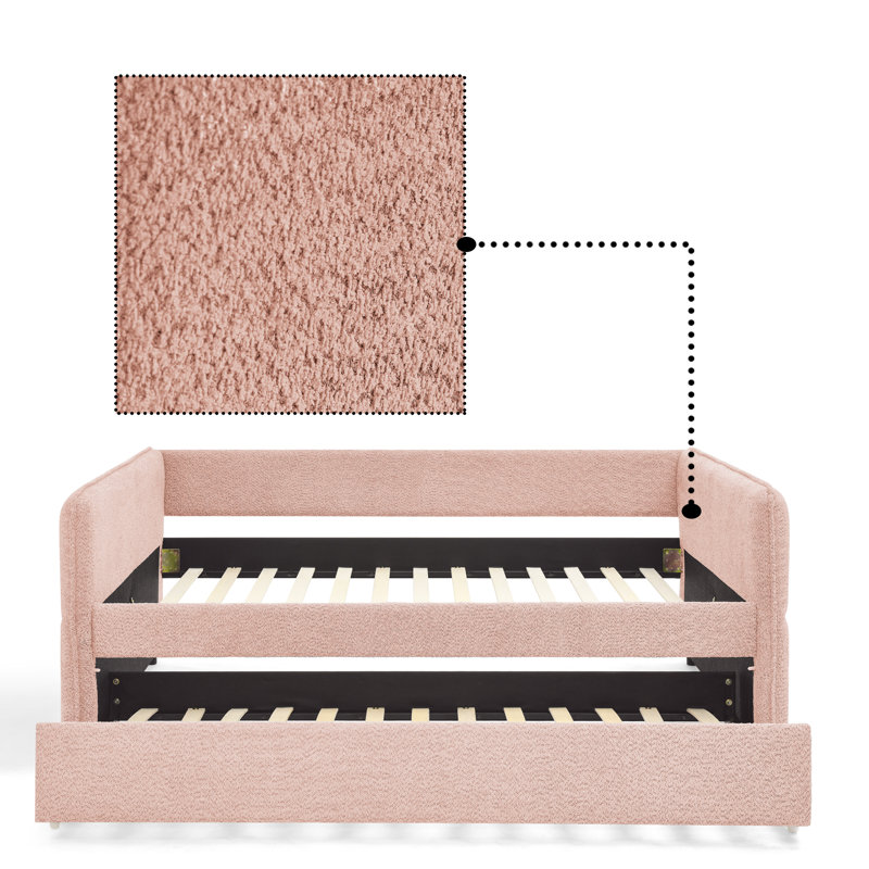 Lit de jour double rembourré Modern, Complet/Double, Rose