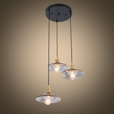 Kaprisha Modern 3-Light Smoky Gray Glass Flower Pendant Light Fixture