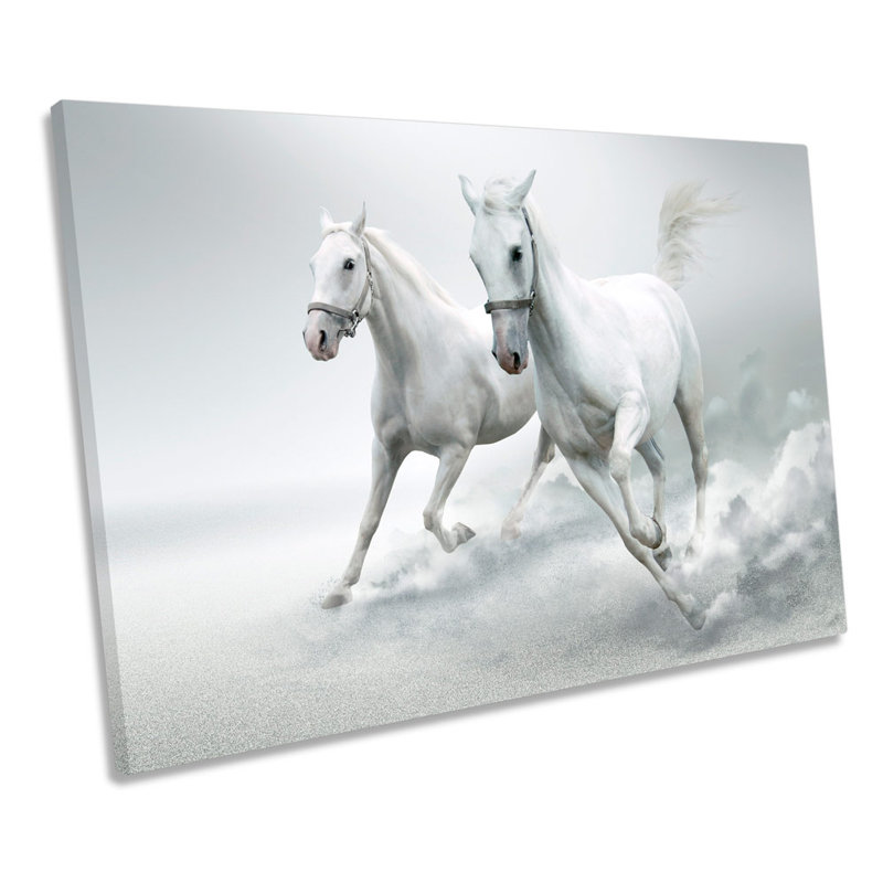 White Horses Stallion - Wrapped Canvas Art Prints, 30.5cm H x 45.7cm W x 2cm D