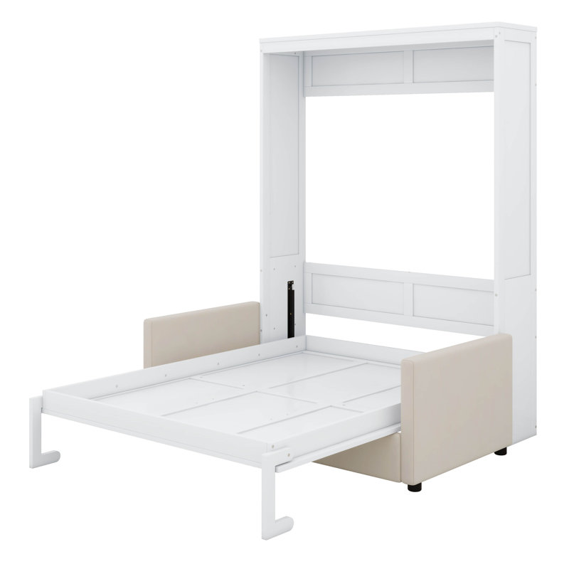 Grand lit escamotable avec coussin Ellwyn, Blanc