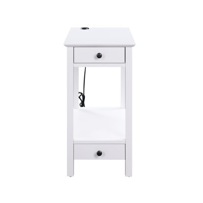 Integrated Accent Table In White - 2 Drawers & 1 Open Compartment With Dock And Storage Section For Living Room by Latitude Run