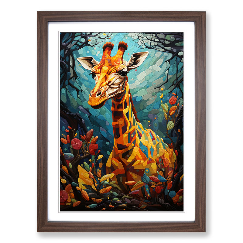 Giraffe Orphism - Framed Print, Walnut Framed, 64cm H x 46cm W