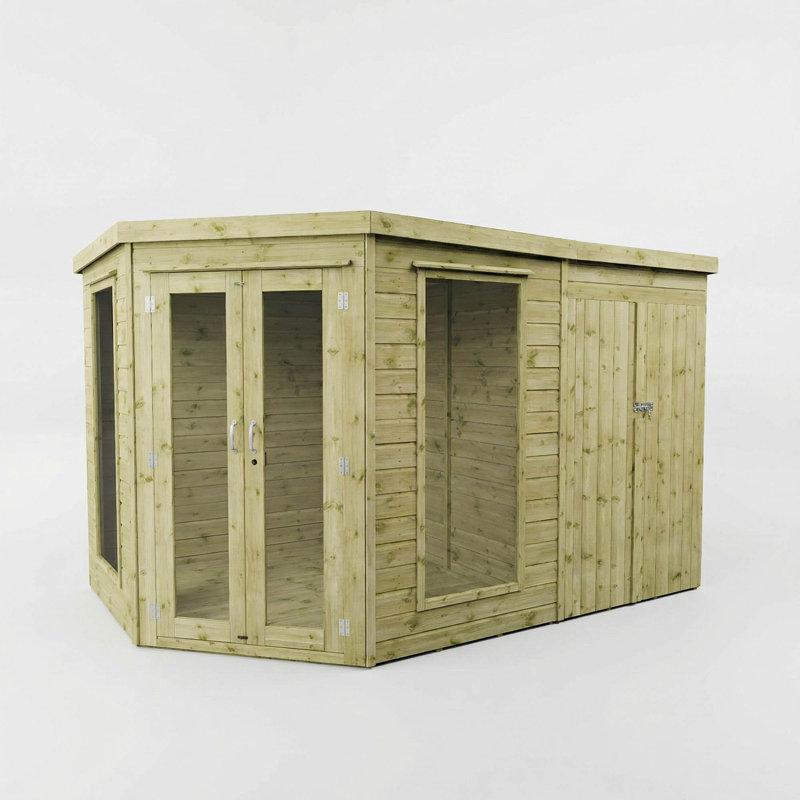 Mercia 11 x 7ft Premium Corner Summerhouse with Side Shed, No