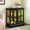 Vitrine lumineuse à DEL, vitrine antique avec tablettes réglables, vitrine de qualité rétro avec portes en treillis, bibliothèque élégante et armoire de rangement pour la décoration intérieure et l'organisation BLK