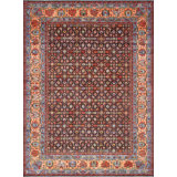 Herati Hand Knotted Wool Floral Area Rug in Navy