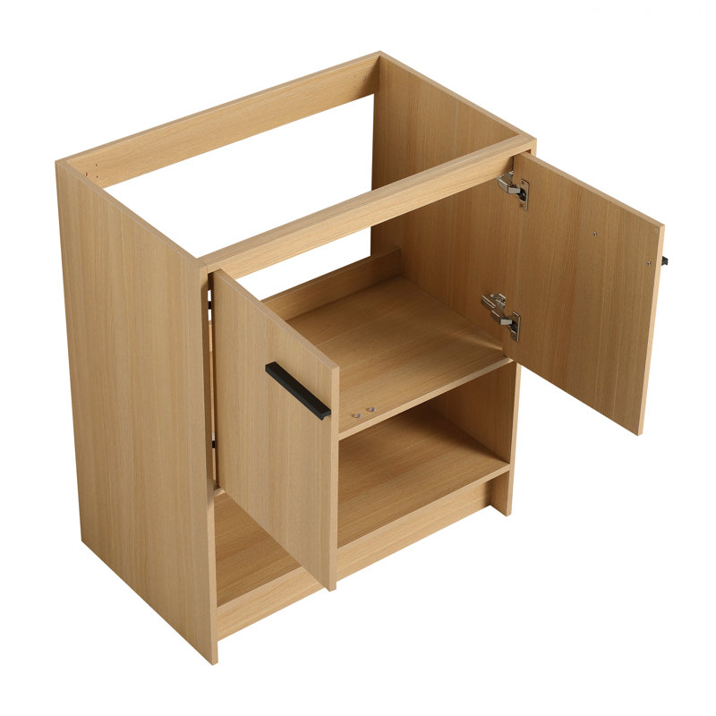 Armoire de salle de bain autoportante avec 2 portes, armoire de rangement pour salle de bain, Chêne / noir