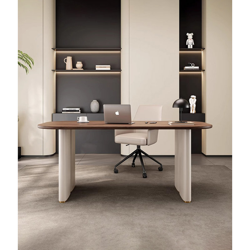 Bureau en bois massif crème rétro, 29.53" H x 70.87" W x 27.56" D