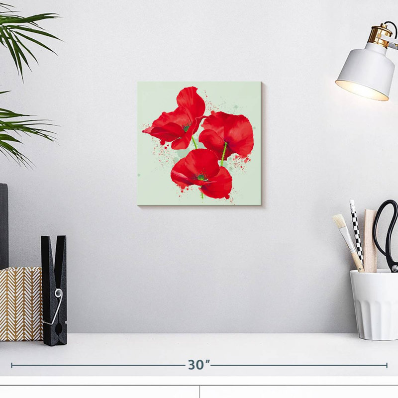 Coquelicots cramoisis, H 10 po x l 10 po