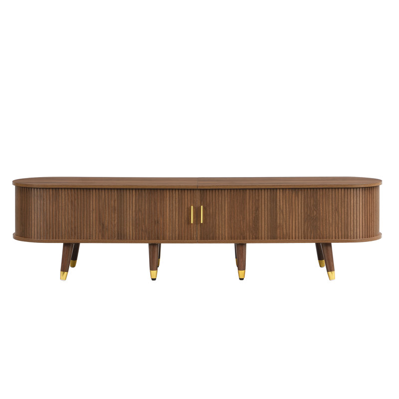 TV Stand for TVs up to 75", Brown Wood