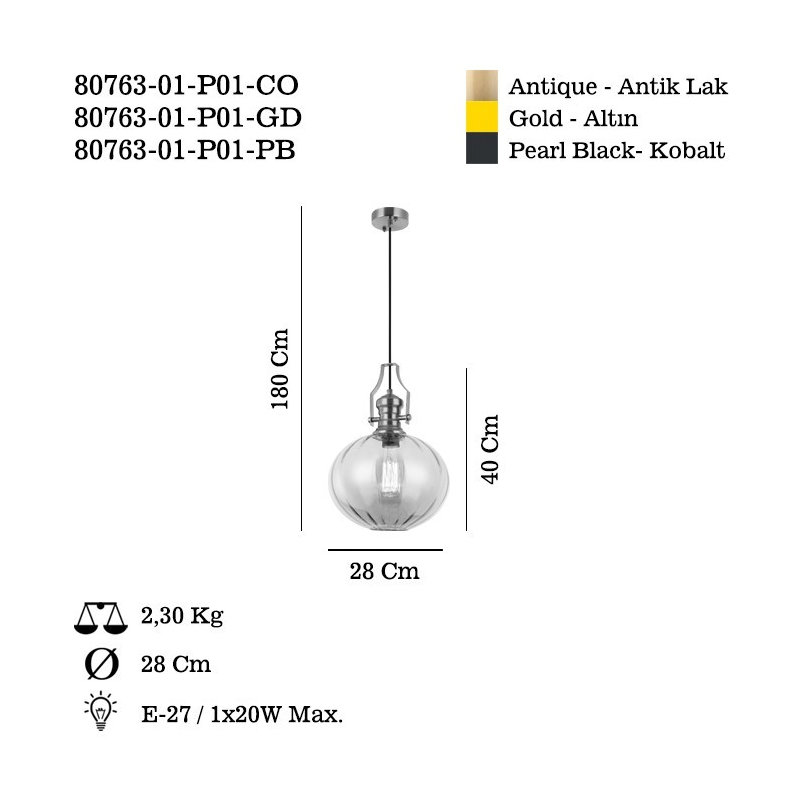 Élégant lustre doré, structure en métal, hauteur réglable de 19,7 à 74,8 pouces | Bouchon en verre de diamètre de 11 po | Douille E27, 40 W maximum (ampoule non incluse) | Idéal pour la salle à manger, le salon ou le vestibule, design élégant et fonctionnel