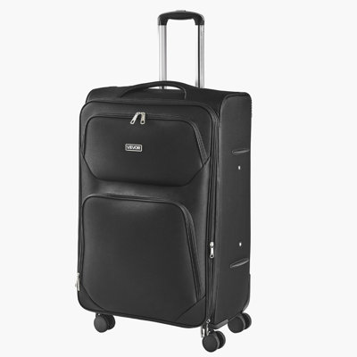 Softside Expandable Luggage with Spinner Wheels, 28-Inch Softside Checked Large Luggage, Lightweight Checked Suitcase with Expandable Zippered Pocket and TSA Lock, Black