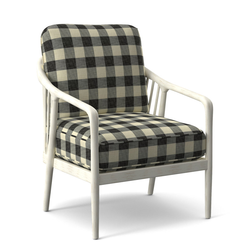 Guinevere Armchair, Antique Frost White, Black Buffalo Check; 0120-81