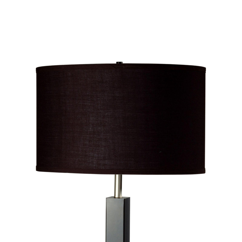 Lampe de table haute 30 po en métal et polyrésine avec finition espresso foncé, abat-jour en tissu