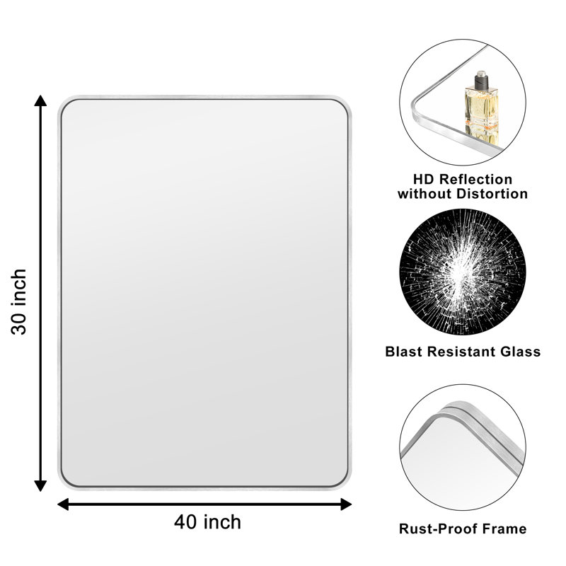 Miroir mural Viridiana, Argent, 40 po x 30 po