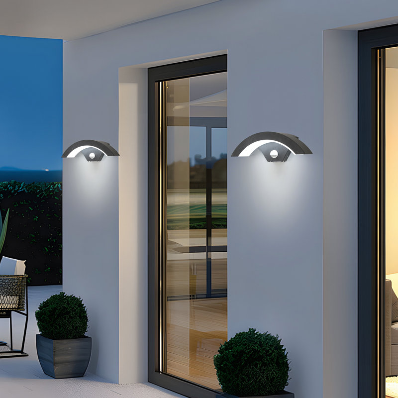 Matte Black 10cm H Integrated LED Outdoor Armed Sconce