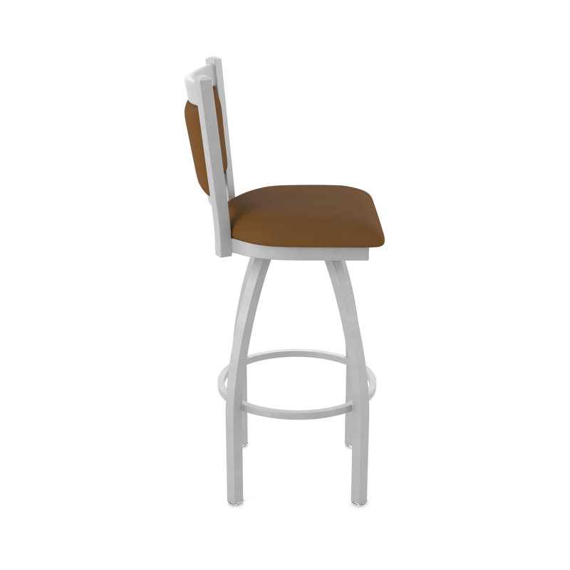 Tabouret pivotant Hadleigh, Tabouret de comptoir (siège d'une hauteur de 25 p, Nickel anodisé, Vinyle - chaume Canter