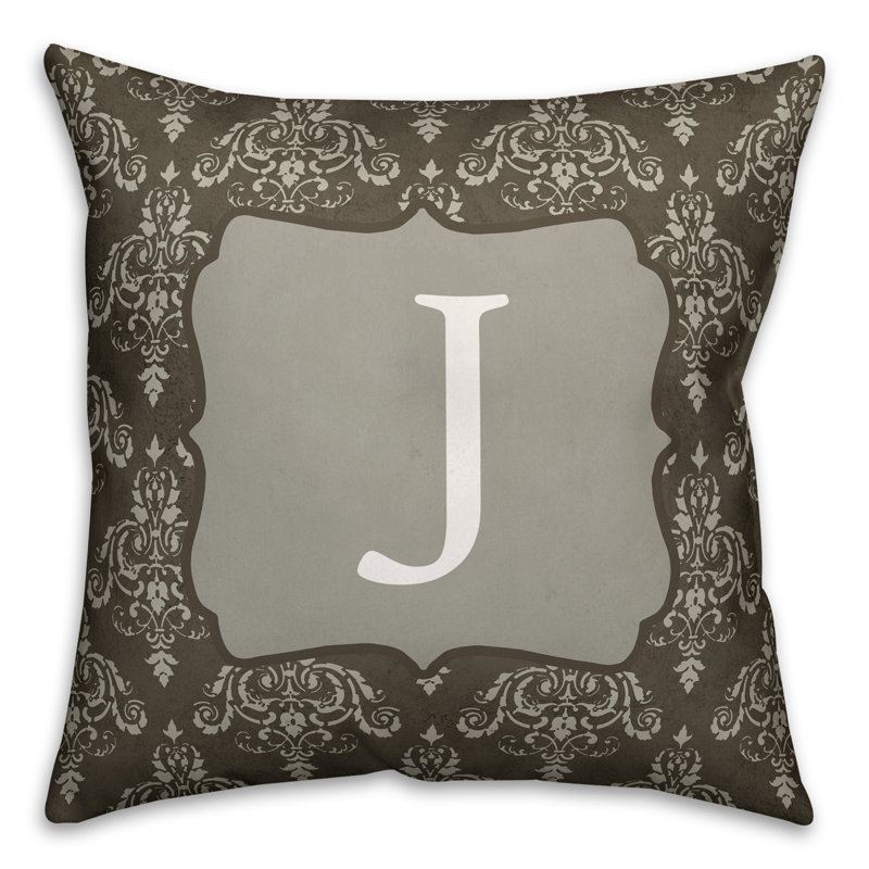 Damask Reversible Throw Pillow, J